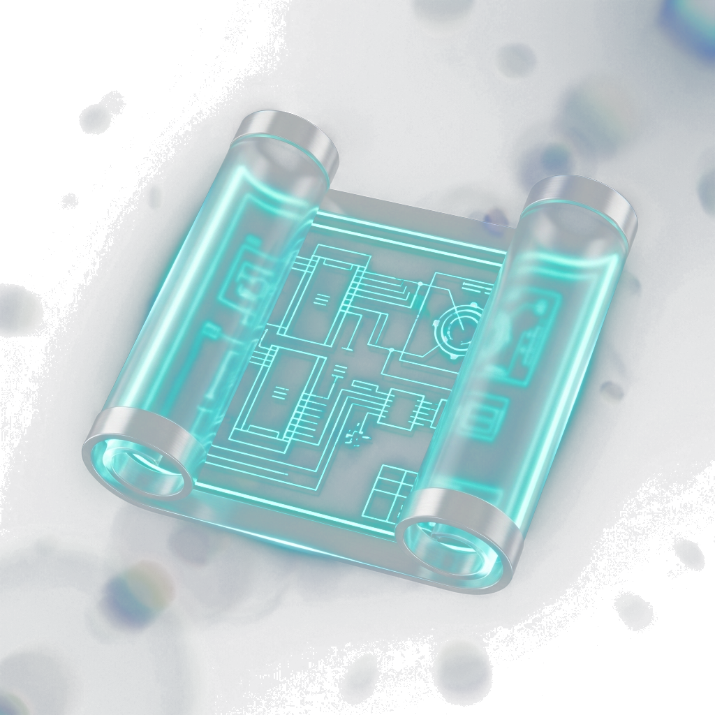 A metallic blueprint object representing bottleneck diagnosis and business repair